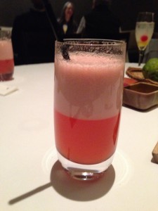 A glass of camu camu juice at Malabar restaurant, Lima, Peru